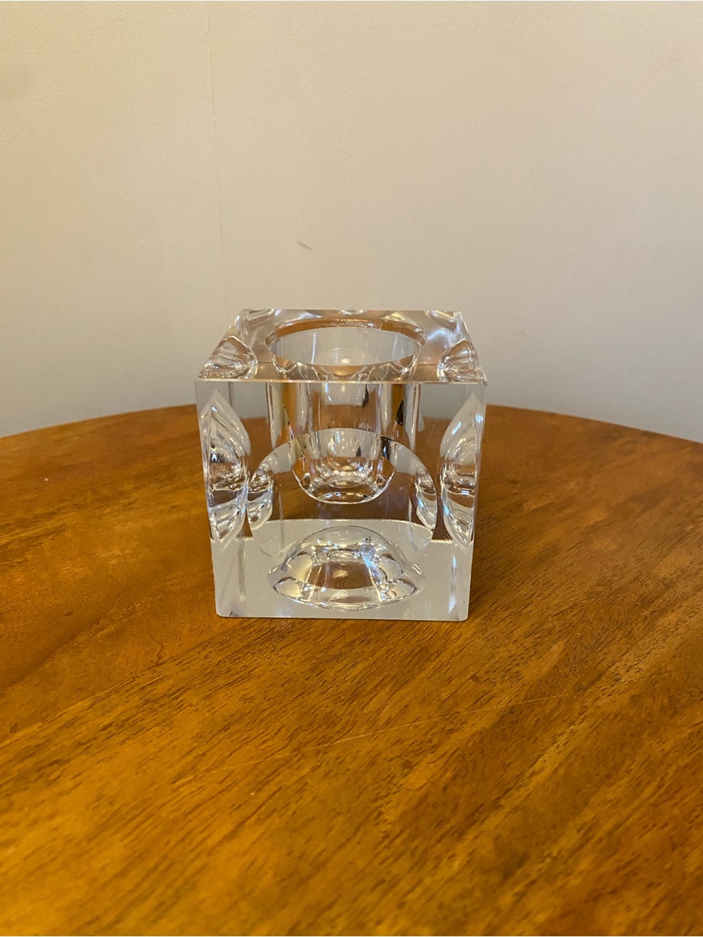 Vintage Japanese Glass Cube Candle Holder